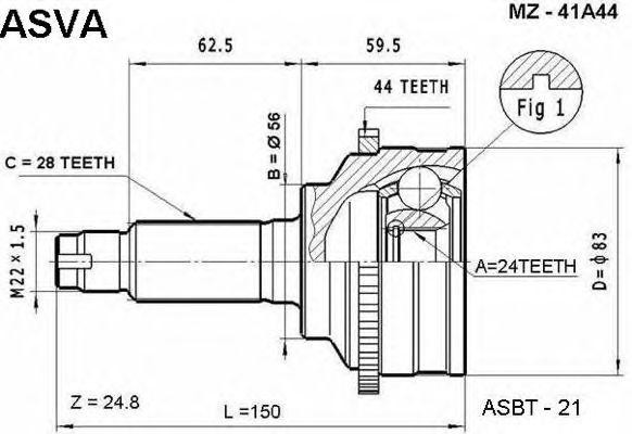 ШРУС MZ-41A44 ASVA