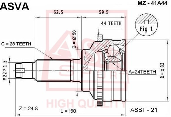 ШРУС MZ-41A44 ASVA