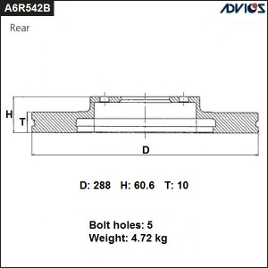 Диск тормозной A6R542B ADVICS