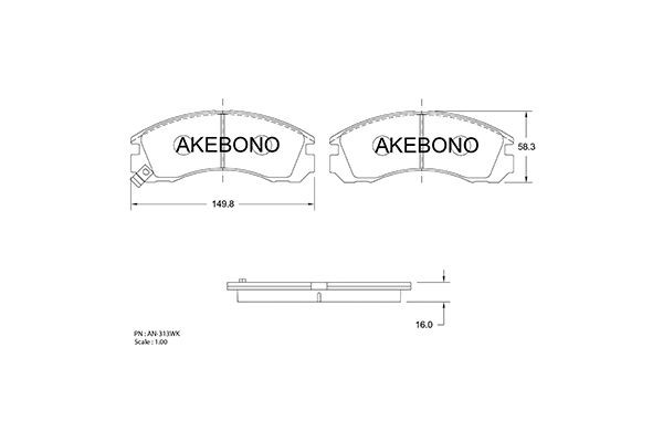 Колодки тормозные дисковые AN313WK AKEBONO