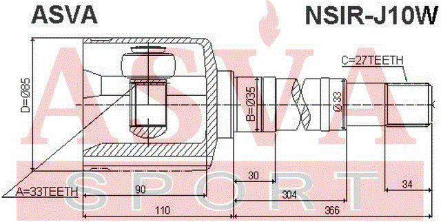 ШРУС NSIR-J10W ASVA