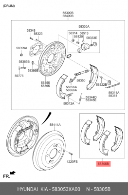 Колодки тормозные барабанные 583053XA00 HYUNDAI KIA