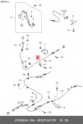 Трос ручного тормоза 0K52Y44150 HYUNDAI KIA
