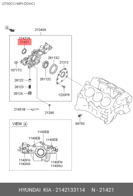 Сальник коленвала 2142133114 HYUNDAI KIA