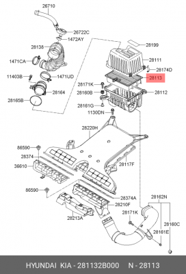 Фильтр воздушный 28113-2B000 HYUNDAI KIA