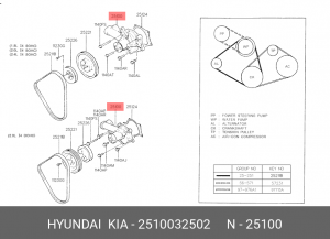 Насос - помпа системы охлаждения ДВС 2510032502 HYUNDAI KIA