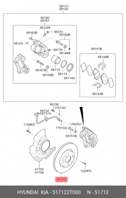 Диск тормозной 517122T000 HYUNDAI KIA