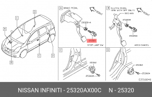 Выключатель стоп - сигнала 25320-AX00C NISSAN