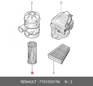 Фильтр воздушный 7701030196 RENAULT
