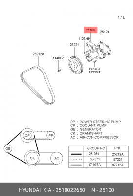 Насос - помпа системы охлаждения ДВС 2510022650 HYUNDAI KIA
