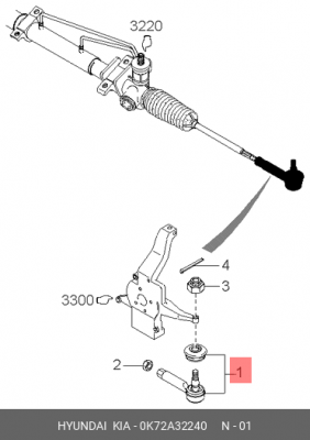 Наконечник рулевой тяги 0K72A32240 HYUNDAI KIA