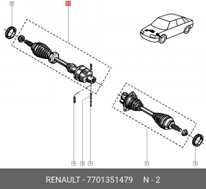 Вал привода колеса в сборе с ШРУСами 7701351479 RENAULT