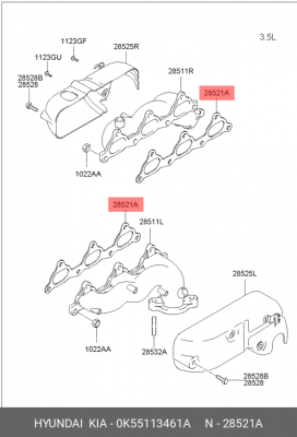 Прокладка выпускного коллектора 0K55113461A HYUNDAI KIA