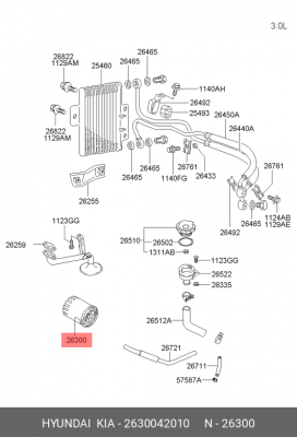 Фильтр масляный двигателя 26300-42010 HYUNDAI KIA