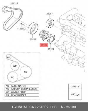 Насос - помпа системы охлаждения ДВС 25100-2B000 HYUNDAI KIA