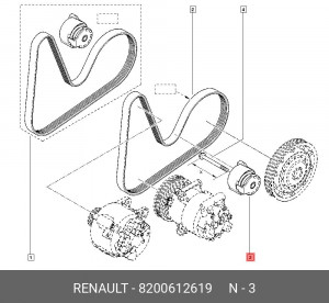 Натяжитель ремня приводного в сборе 8200612619 RENAULT