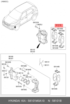Колодки тормозные дисковые 58101M0A10 HYUNDAI KIA