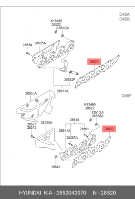 Прокладка выпускного коллектора 2852042070 HYUNDAI KIA