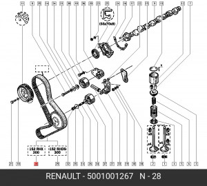 Ремень ГРМ - газораспределительного механизма 5001001267 RENAULT