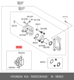 Колодки тормозные дисковые 58302-3KA60 HYUNDAI KIA