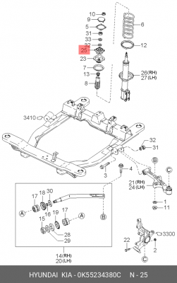 Опора амортизатора подвески 0K55234380C HYUNDAI KIA