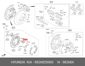 Пружина крепления барабанных тормозных колодок 582682S000 HYUNDAI KIA