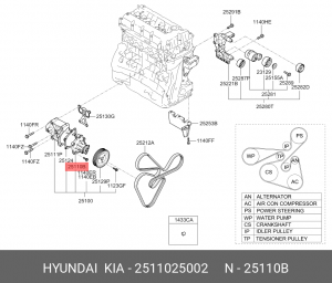 Насос - помпа системы охлаждения ДВС 2511025002 HYUNDAI KIA