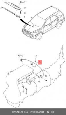 Датчик положения коленвала 391804A101 HYUNDAI KIA