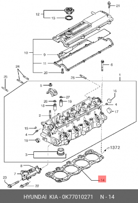Прокладка ГБЦ 0K77010271 HYUNDAI KIA
