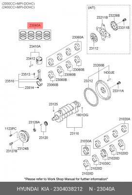 Кольца поршневые 2304038212 HYUNDAI KIA
