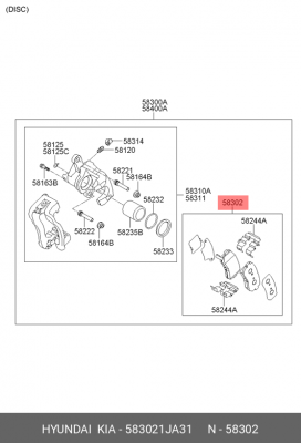 Колодки тормозные дисковые 583021JA31 HYUNDAI KIA