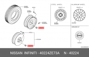 Гайка крепления колеса 40224-ZE73A NISSAN
