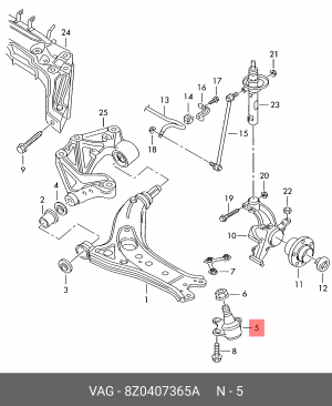 Опора шаровая подвески 8Z0 407 365 A VAG