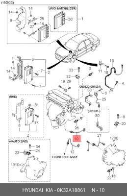 Датчик кислородный (лямбда-зонд) 0K32A18861 HYUNDAI KIA