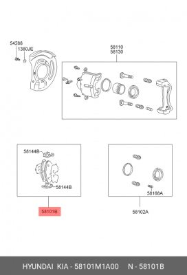 Колодки тормозные дисковые 58101M1A00 HYUNDAI KIA