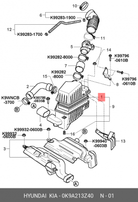 Фильтр воздушный 0K9A213Z40 HYUNDAI KIA