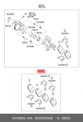 Колодки тормозные дисковые 58302-3FA00 HYUNDAI KIA