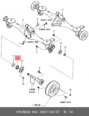 Подшипник ступицы колеса 0K01126157 HYUNDAI KIA