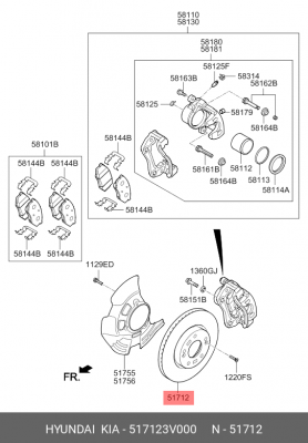 Диск тормозной 517123V000 HYUNDAI KIA