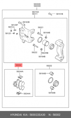 Колодки тормозные дисковые 58302-2EA30 HYUNDAI KIA