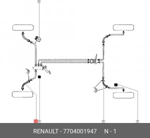 Шланг тормозной 7704001947 RENAULT