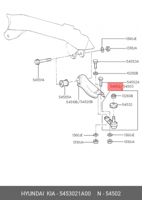 Опора шаровая подвески 5453021A00 HYUNDAI KIA