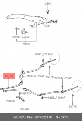 Трос ручного тормоза 5977022110 HYUNDAI KIA