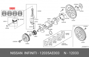 Кольца поршневые 12035-AE003 NISSAN