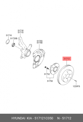 Диск тормозной 51712-1C050 HYUNDAI KIA