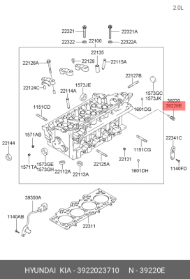 Датчик температуры охлаждающей жидкости 3922023710 HYUNDAI KIA