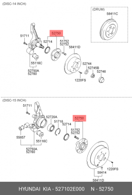 Ступица колеса 527102E000 HYUNDAI KIA