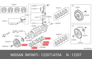 Вкладыши коренные коленвала 12207-1AT0A NISSAN