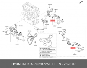 Ролик ремня приводного 25287-25100 HYUNDAI KIA