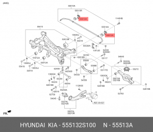 Втулка стабилизатора 555132S100 HYUNDAI KIA